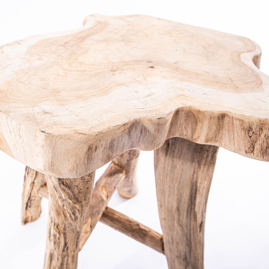 vergeven Verkoper Houden Handgemaakte houten teak kruk boomstam zitting 45 cm